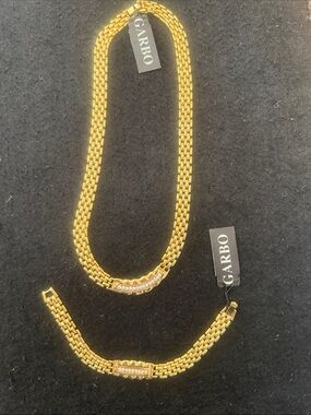 Garbo Gold-Plated Woven Necklace and Bracelet Set